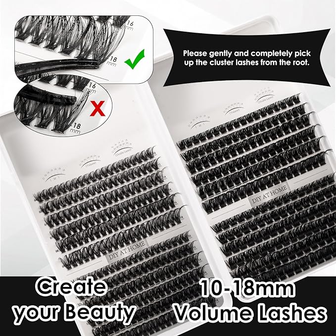 Lash Clusters 564pcs Eyelashes Clusters Extensions Kit 11-20mm DIY Cluster Eyelash Extensions Lash Clusters Kit With Lash Bond and Seal Lash Tweezers-Spiky+60D+80D+100D+150D