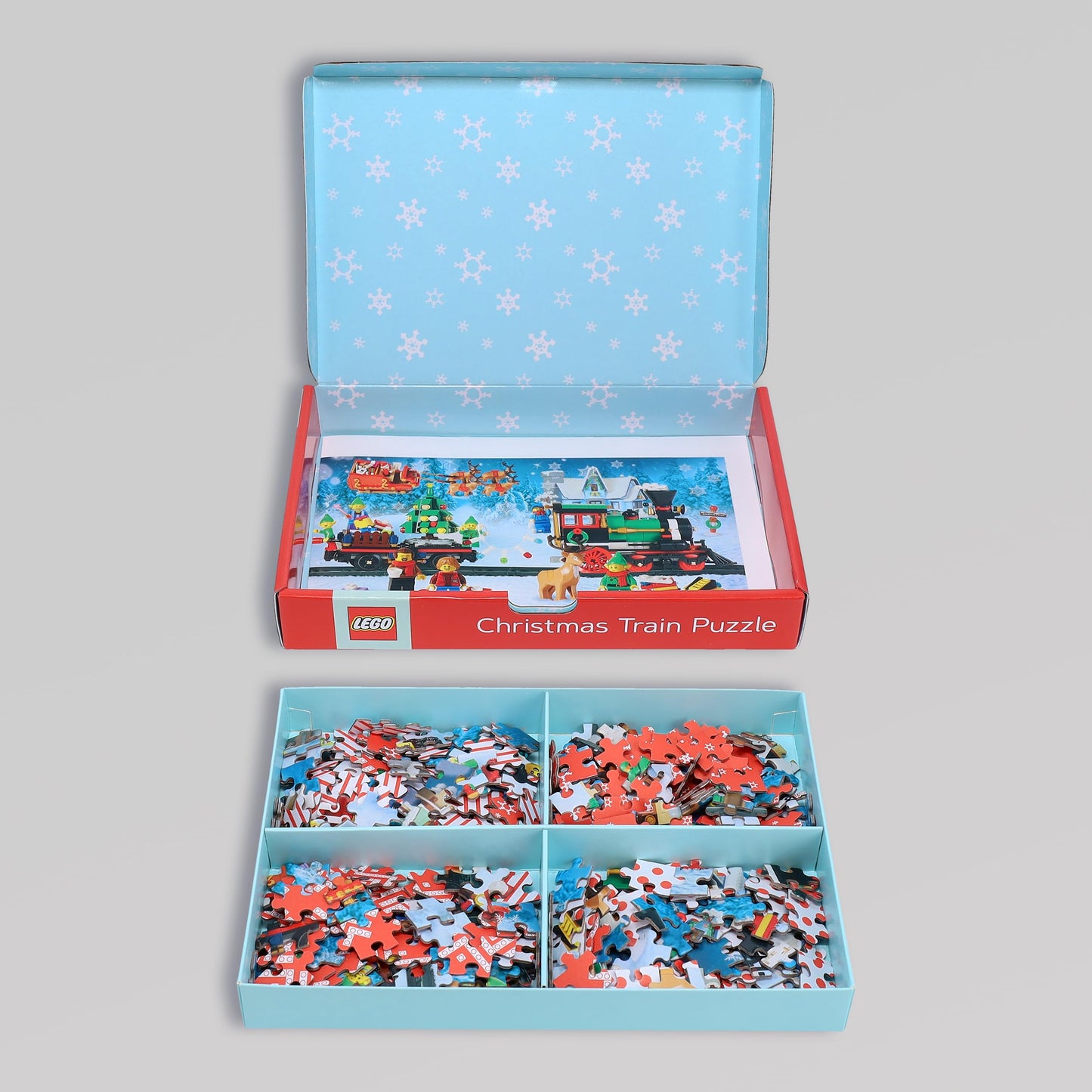 Lego Christmas Train Puzzle: Four Connecting 100-Piece Puzzles (Jigsaw)
