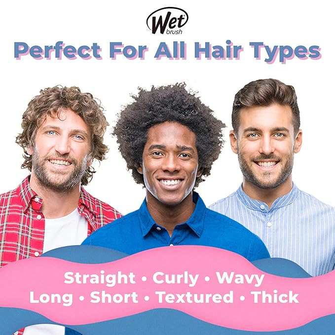 Wet Brush Detangling Hair Brush for Men, Black - Stimulates Scalp & Beard for Fuller Stronger Healthier Hair - Intelliflex Detangler Bristles Promote Hair Growth & Protect from Breakage - Pain-Free