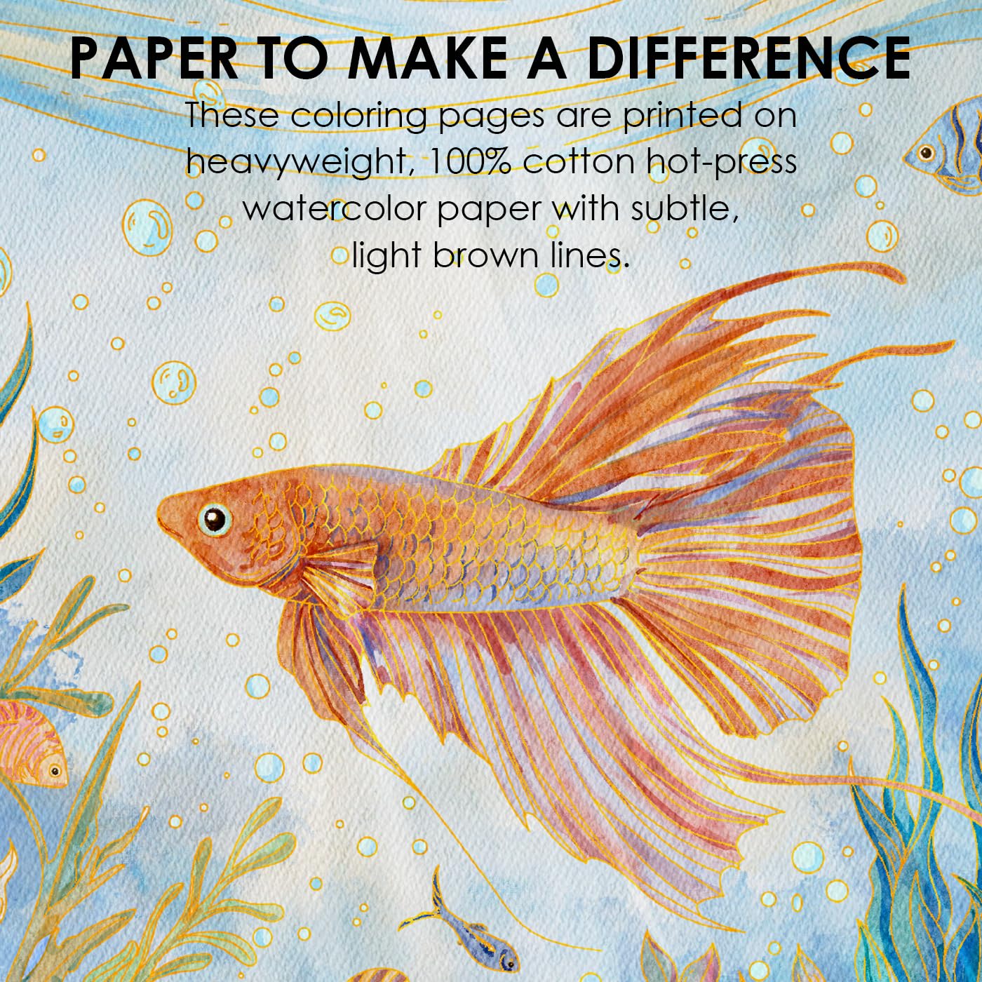 Grabie Watercolor Coloring Book, 15 Sheets A5 (8.3 x 5.8),Watercolor Book for Adults: Ignite Your Artistic Expression on 100% Cotton Paper (Ocean)
