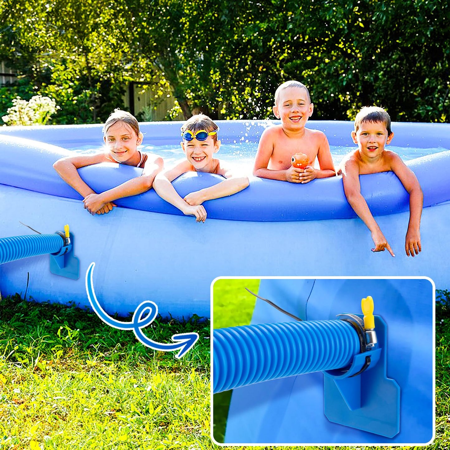 1.25 x 59 Inch Pool Hoses for Above Ground Pools,Pool Filter Pump Hoses,Compatible With Intex Filter Pump 607,637 With 12 Metal Clamps（3 Pack）