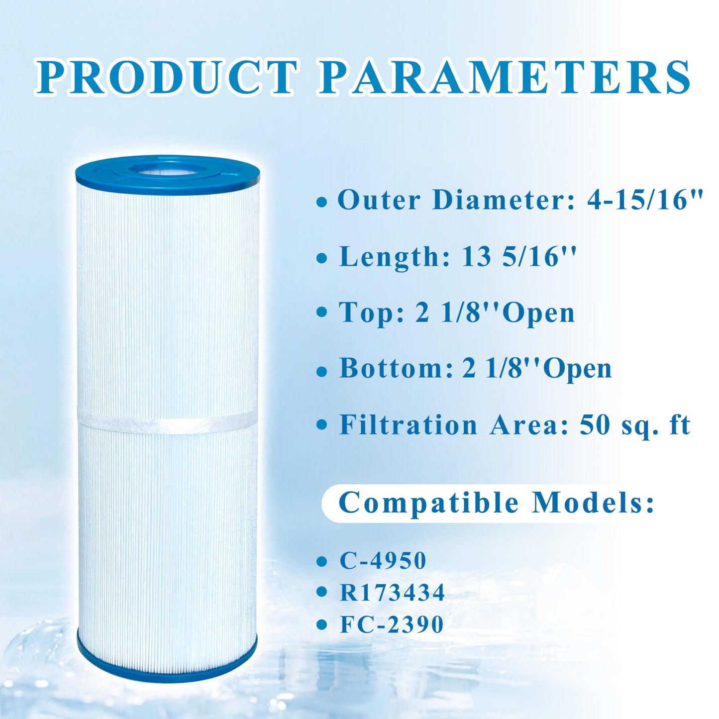 Chryseos Spa Filter Compatible with C-4950, Guardian 413-212-02, 817-5000, R173434, FC-2390, Aladdin 15002, 3FIL1600, 2 Pack