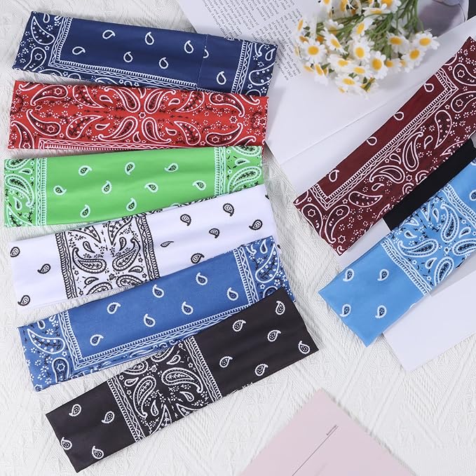 Ztomine 8 Pack Headbands for Women Non Slip - Stylish Sports Hair Bands for Women's Hair - Soft Cotton Cloth Stretchy Headbands for Women for Yoga, Outdoor Exercise Running