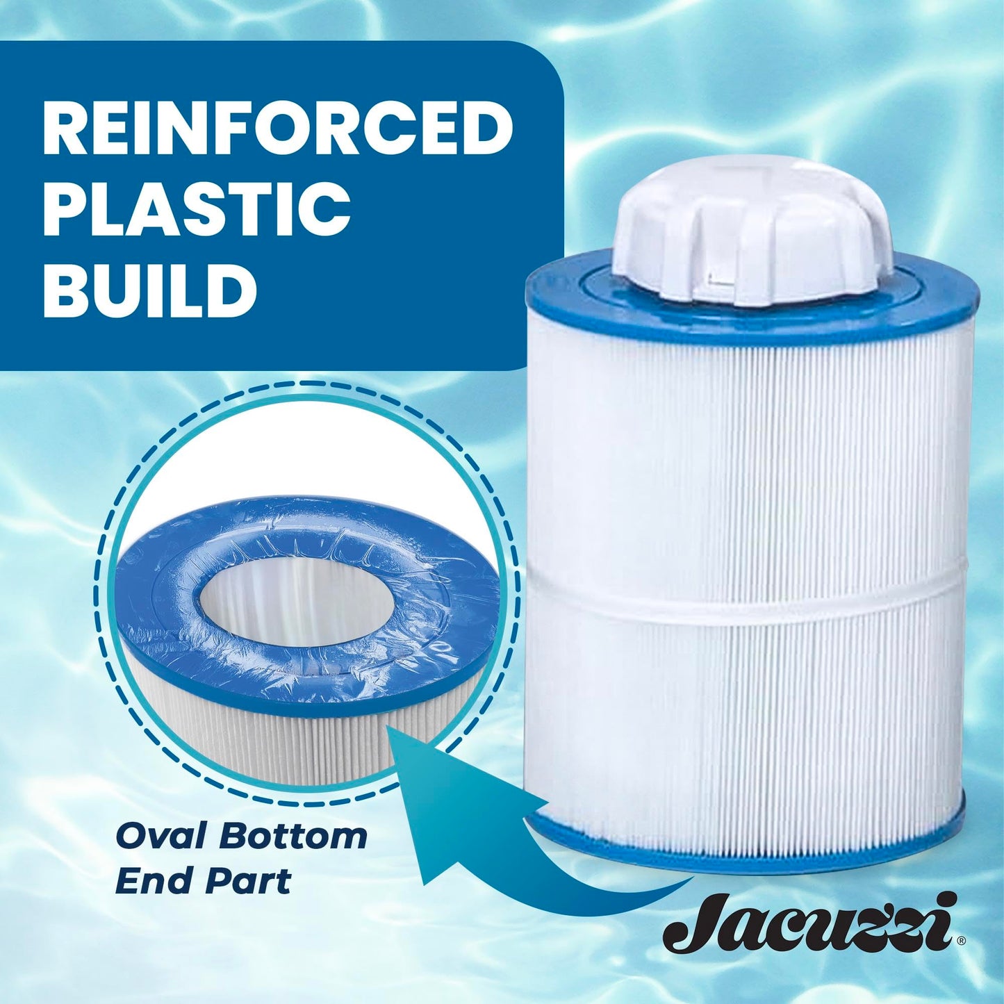 Jacuzzi ProClassic 50 Sq Ft Rinseable Pleated Cartridge, Replacement Spa Filter 6541-853J, Fits 2023+ J-200 Hot Tubs, Durable Reemay Media for Crystal-Clear Clean Spa Water, Easy Install & Maintenance