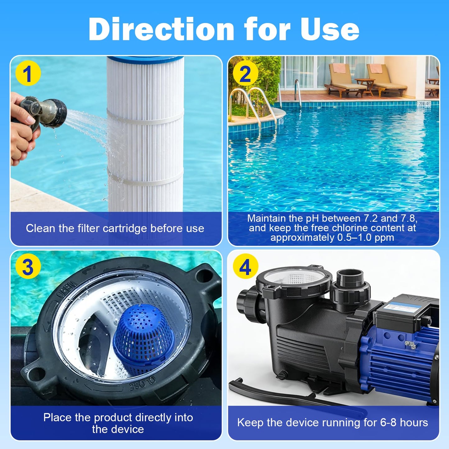 7.5k-20k Gallons Blue Pool Unit Replacement Mineral Cartridge for Pool RX,Compatible with Above Ground and Inground Pools Filter Replacement, up to 6 Months