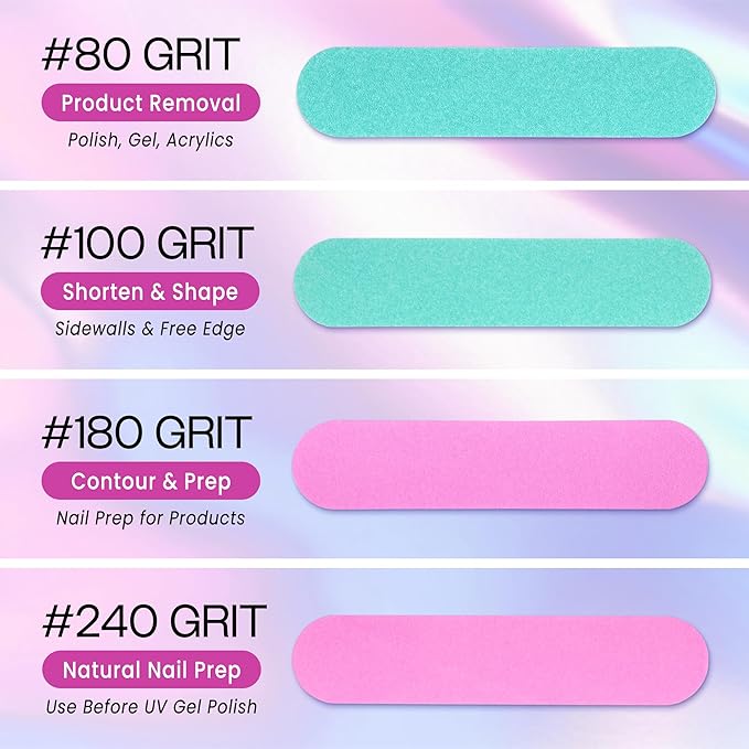 25PCS Mini Size PANA Professional Double Sided Nail Files - Pink&Teal, 180/180 Grit - Emery Board Nail Buffering File Manicure Pedicure Nail Polisher Washable