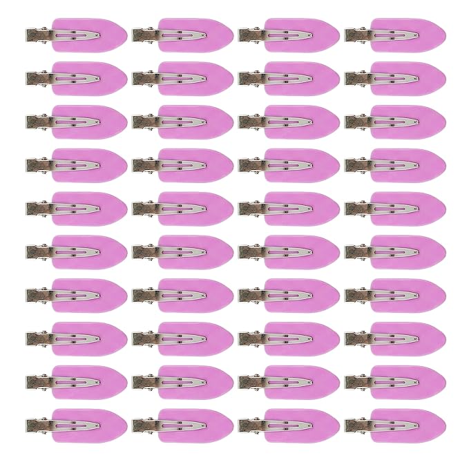 Creaseless Hair Clips for Women Styling 40Pcs Getting Ready No Crease Hair Clips for Bangs Setting No Bend Dent Makeup Clip Application Skincare Clip (purple pink)