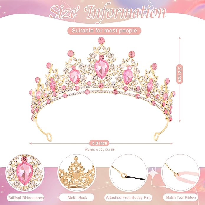 FORSEVEN Crystal Tiaras for Women, Wedding Tiaras and Crowns for Women Tiaras for Birthday Party Princess Crown Hair Accessories Bride Rhinestone Christmas Decorations Headband