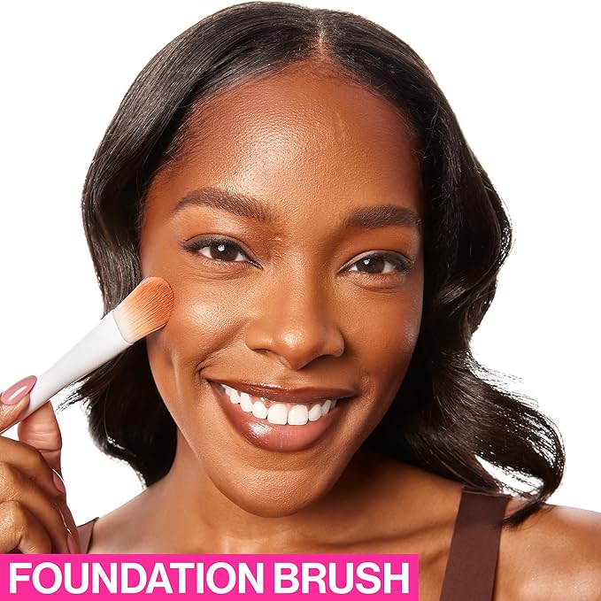 wet n wild Foundation Brush, Densely-Packed Synthetic Fiber Bristles for Liquid, Cream & Powder, Ergonomic Handle for Comfortable Control (Pack of 2)