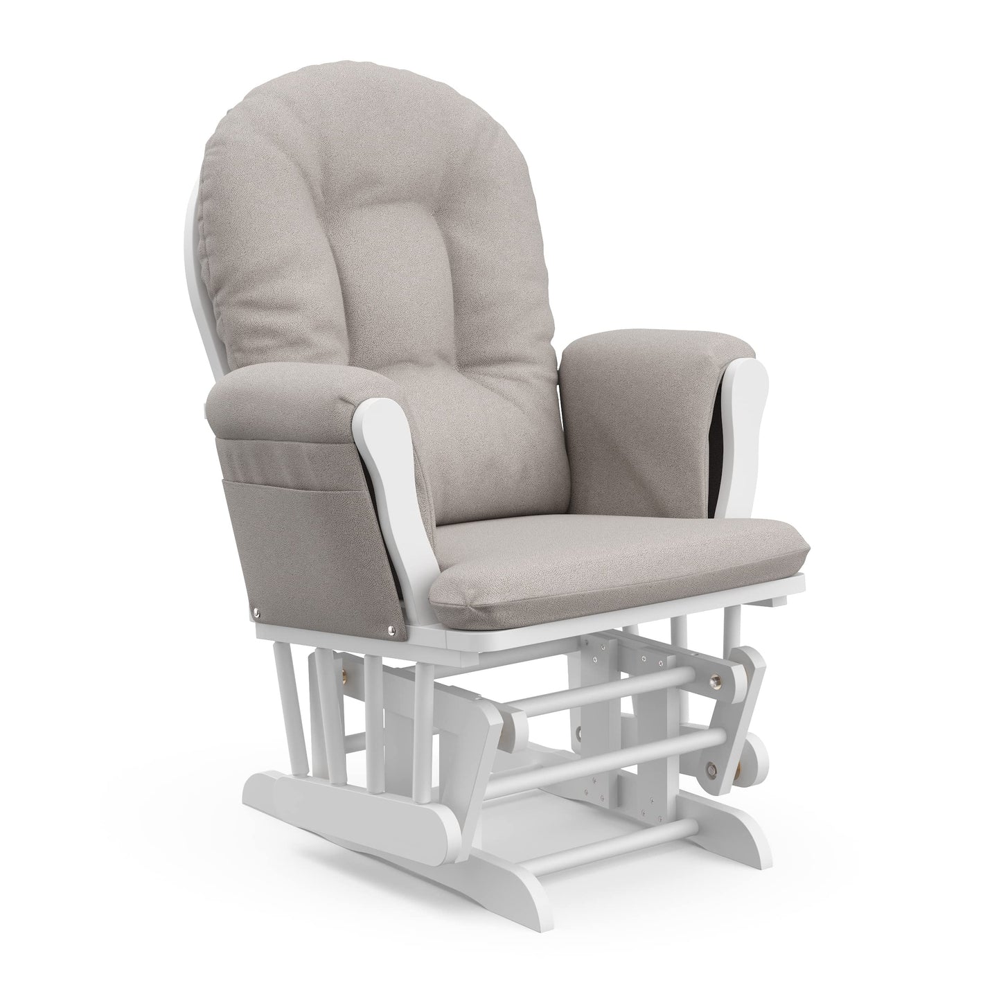 Storkcraft Premium Hoop Glider & Ottoman (White/Taupe Swirl) — GREENGUARD Gold Certified Nursery Glider, Solid Wood Craftsmanship, Smooth-Gliding Nursery Chair and Ottoman, Award-Winning