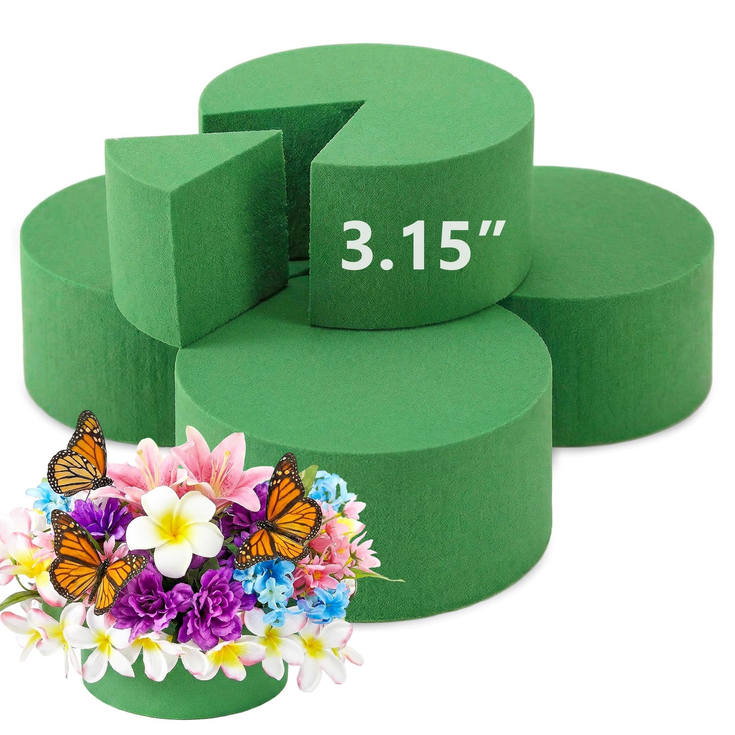 Pack of 4 Round Floral Foam,Dry and Wet Green Flower Foam for Flower Arrangements Supplies,Floral Foam Blocks for Fresh and Artificial Flowers,Green Florist Foam Styrofoam (9.84 Inch)