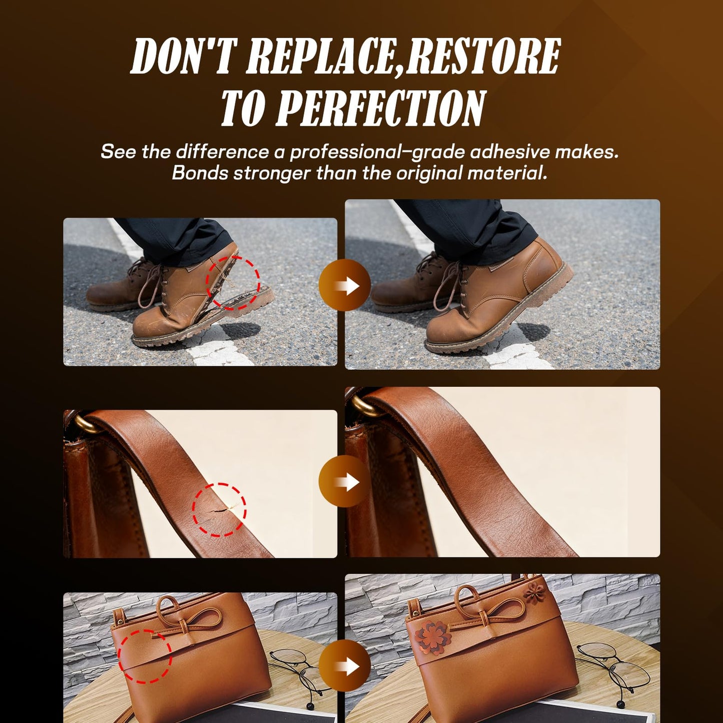 Professional Leather Glue Adhesive -2 * 4.23 oz Industrial Strength, Clear & Flexible Bond for Shoes, Bags, Purses, Furniture, Car Seats, Jackets (Repair Vinyl, Suede, Upholstery, Rubber)