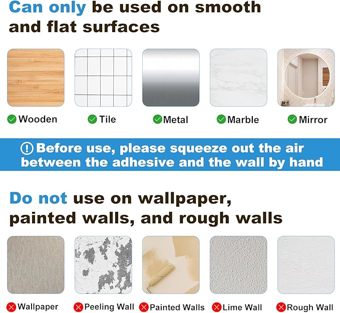 Adhesive Shower Caddy, 2 Pack Acrylic Bathroom Shelves, No Drill Wall Mount Organizer Storage Shelf