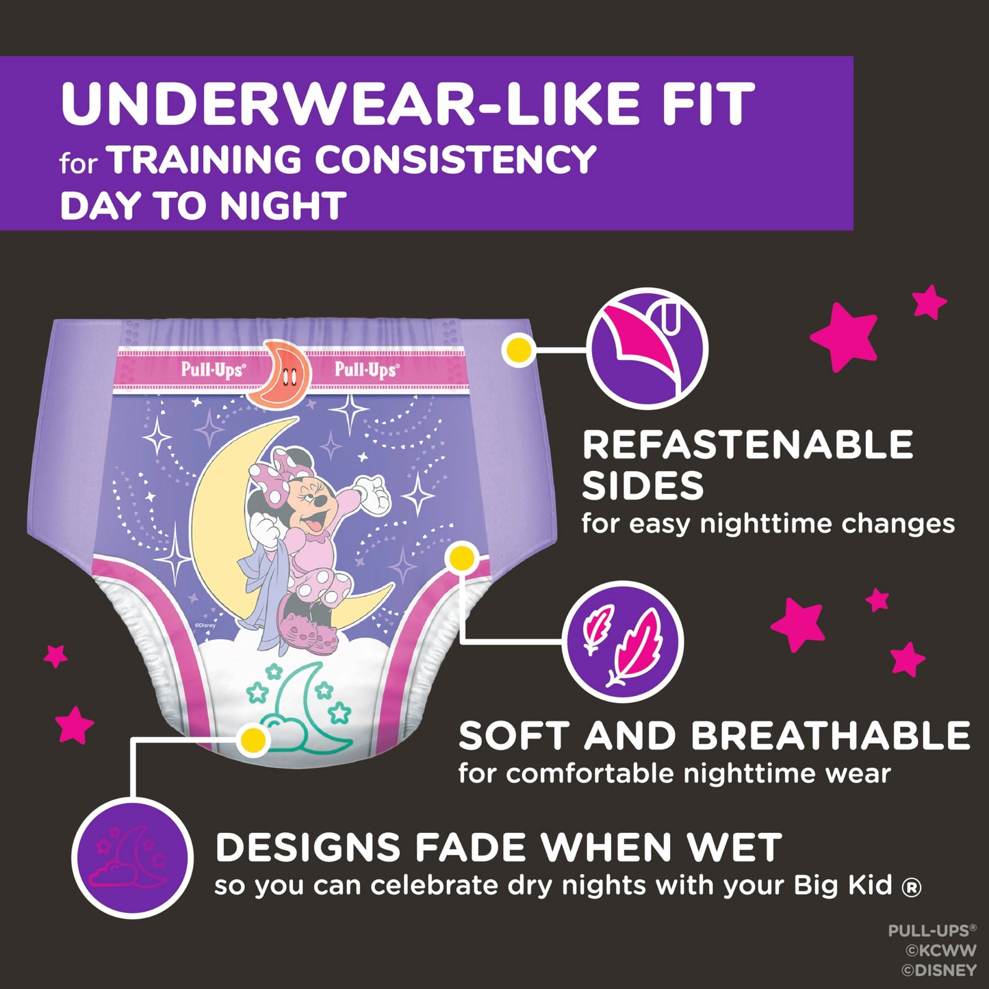 Pull-Ups Girls' Night-Time Potty Training Pants, Size 3T-4T Overnight Training Underwear (32-40 lbs), 108 Ct