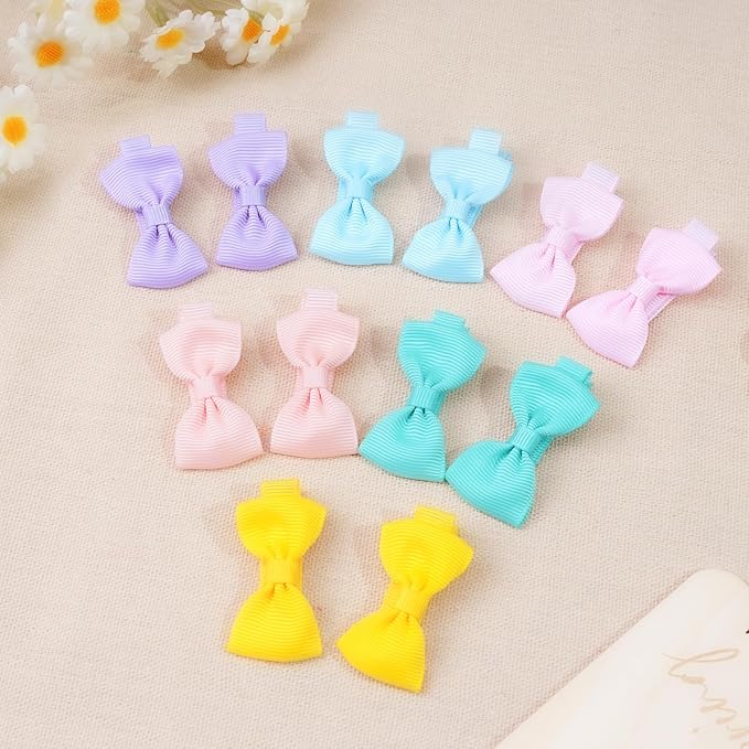 CÉLLOT Baby Hair Clips Baby Girls Fully Lined Bows Pins Tiny 1.6" Hair Bows Alligator Clips for Baby Girls Infants Toddlers Hair Accessories In Pairs