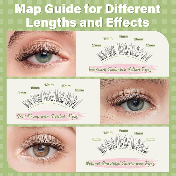 KEYYOU Venus Lash Clusters C Curl Fairy Lash Extension Eyelash Extension Wispy Natural Invisible Band Lash with Waterproof DIY Lash Extension at Home(Venus-C-16MM)