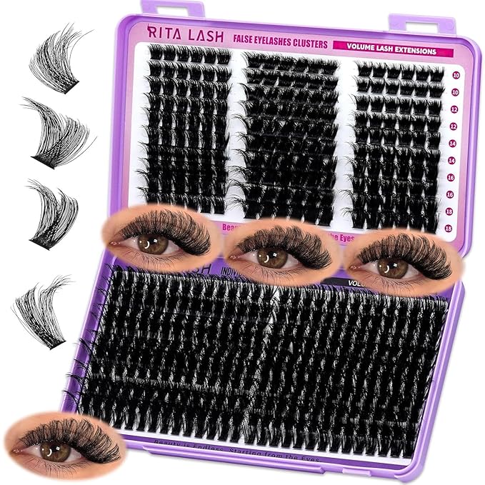RITALASH Cluster Lashes 460PCS 4 Style Lash Clusters Eyelash Extensions False Eyelashes DIY Wispy Lash Extension Natural Look Individual Lashes(WL Style+150D lash only)