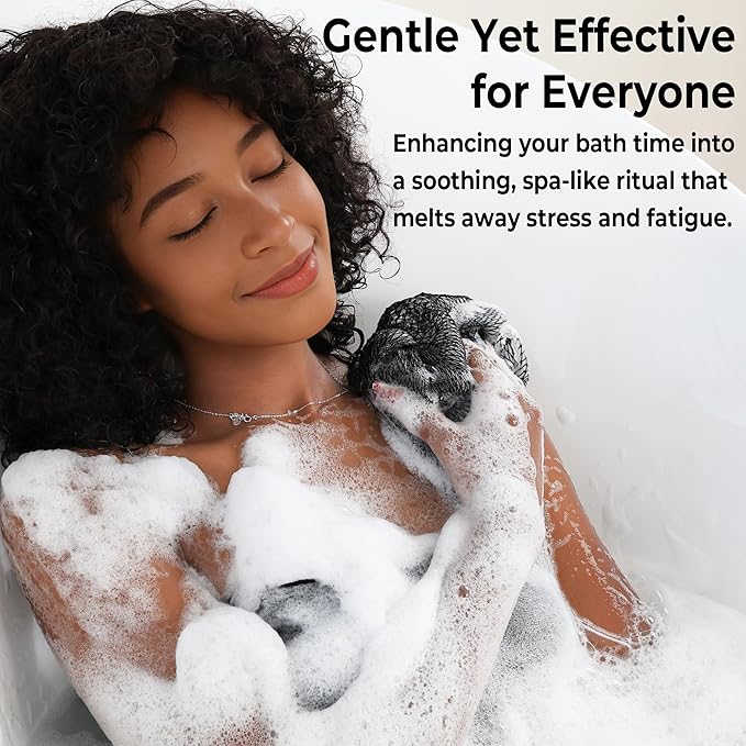 African Net Sponge Black and AntiGolden - 2 Pieces Authentic African Bath Sponges with Knots - Exfoliating Body Scrubber for Men - Back Scrub Exfoliator for Shower Bathroom Accessories