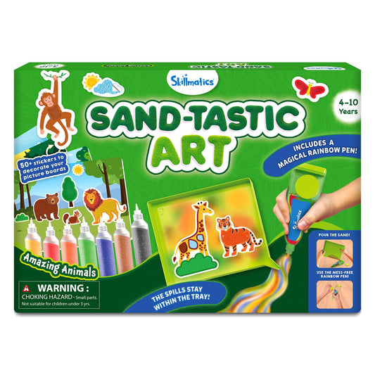 Skillmatics Sand Art Activity - Mess-Controlled DIY Animal Craft Kit with 50+ Colorful Stickers, Creative Arts & Crafts for Kids, Fun Hands-On Activity, Christmas Gifts for Ages 4, 5, 6, 7, 8, 9, 10