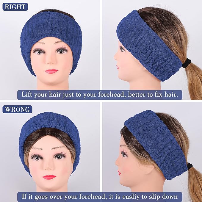 9 Pcs Spa Headband for Washing Face,Skincare Headband and Wristband Set,Women Teen Girls Facial Hairbands for Washing Face, Makeup, Sports, Yoga (beige + dark pink + navy)