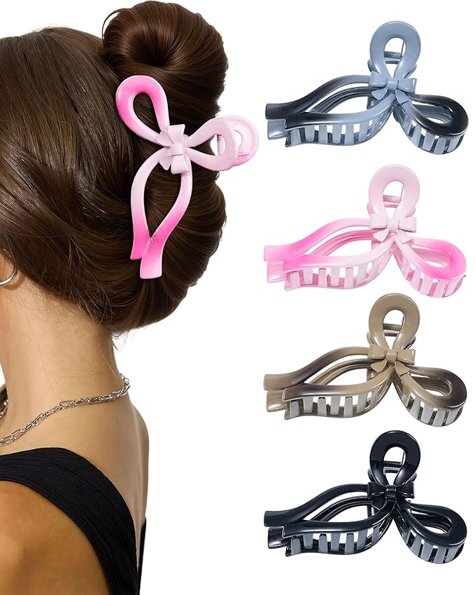 4 PCS Bow Hair Clips for Women Bow Claw Clip 5" Extra Large Hair Claw Clips for Thick and Long Hair Cute Bows Big Clip