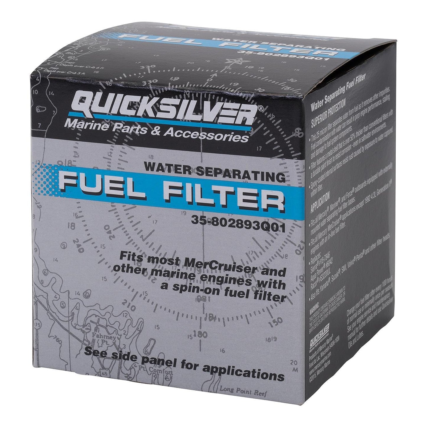Quicksilver 802893Q01 Water Separating Fuel Filter for Mercury and Mariner Outboards, MerCruiser Sterndrive and Inboard Engines