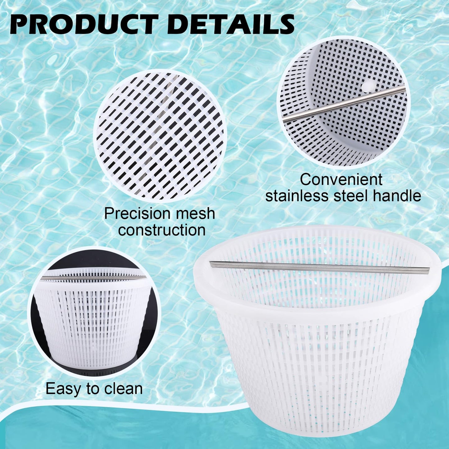 ZTTM Skimmer Basket with Handle, for Pentair 08650-0007 08650-0007Z Sta-Rite U-3 White