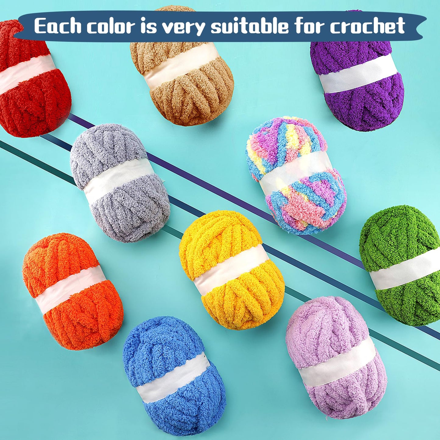 4 Pack Chunky Yarn for Hand Knitting - Chunky Chenille Blanket Yarn for Crocheting - Jumbo Fluffy Yarn for Crochet - Super Bulky Yarn 25 yds 7.7 oz Each Skein (Golden)