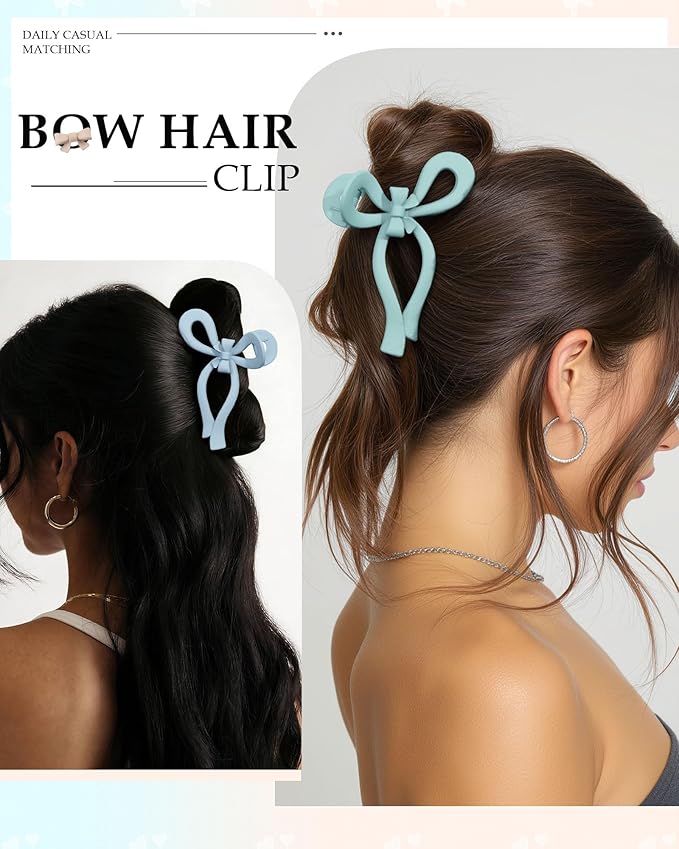 4 PCS Bow Hair Clips for Women Bow Claw Clip 5" Extra Large Hair Claw Clips for Thick and Long Hair Cute Bows Big Clip