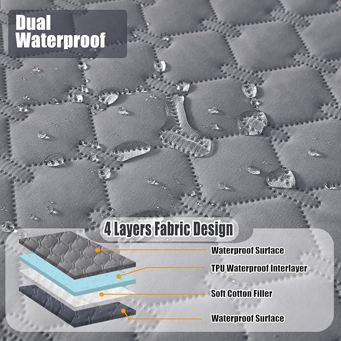 Smiry Waterproof Dog Bed Cover Blanket, Soft Reversible Pet Blanket, Washable Leakproof Cats Dogs Couch Cover for Sofa, Couch, Furniture (82x82 Inch, Grey/Dark Grey)