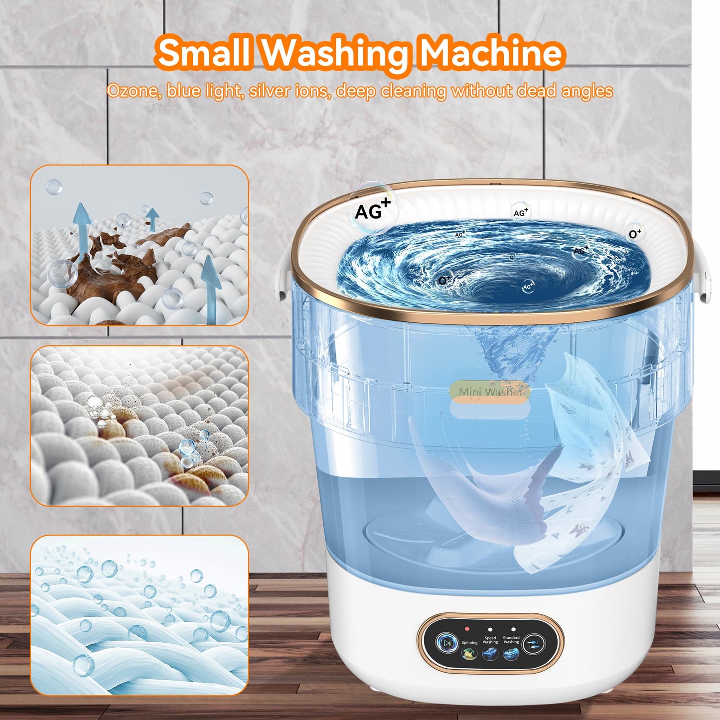 Portable Washing Machine, Folding 20L Mini Washer and Spin-Dryer, 3 Cleaning Modes & Deep Cleaning Small Compact Laundry Machine of Small Clothes for Apartments, Dormitories,Home, RV, Travel, White