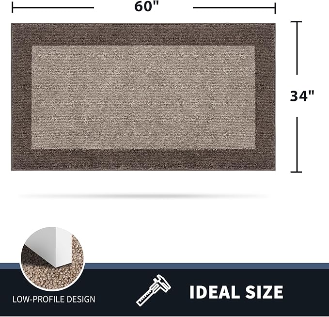 PURRUGS Dirt Trapping Door Mat 34" x 60", Non-Slip Washable Entry Mat, Dog Doormat, Front Door Mat, Super Absorbent Entrance Mat for Muddy Shoes & Paws, Beige & Grayish Brown
