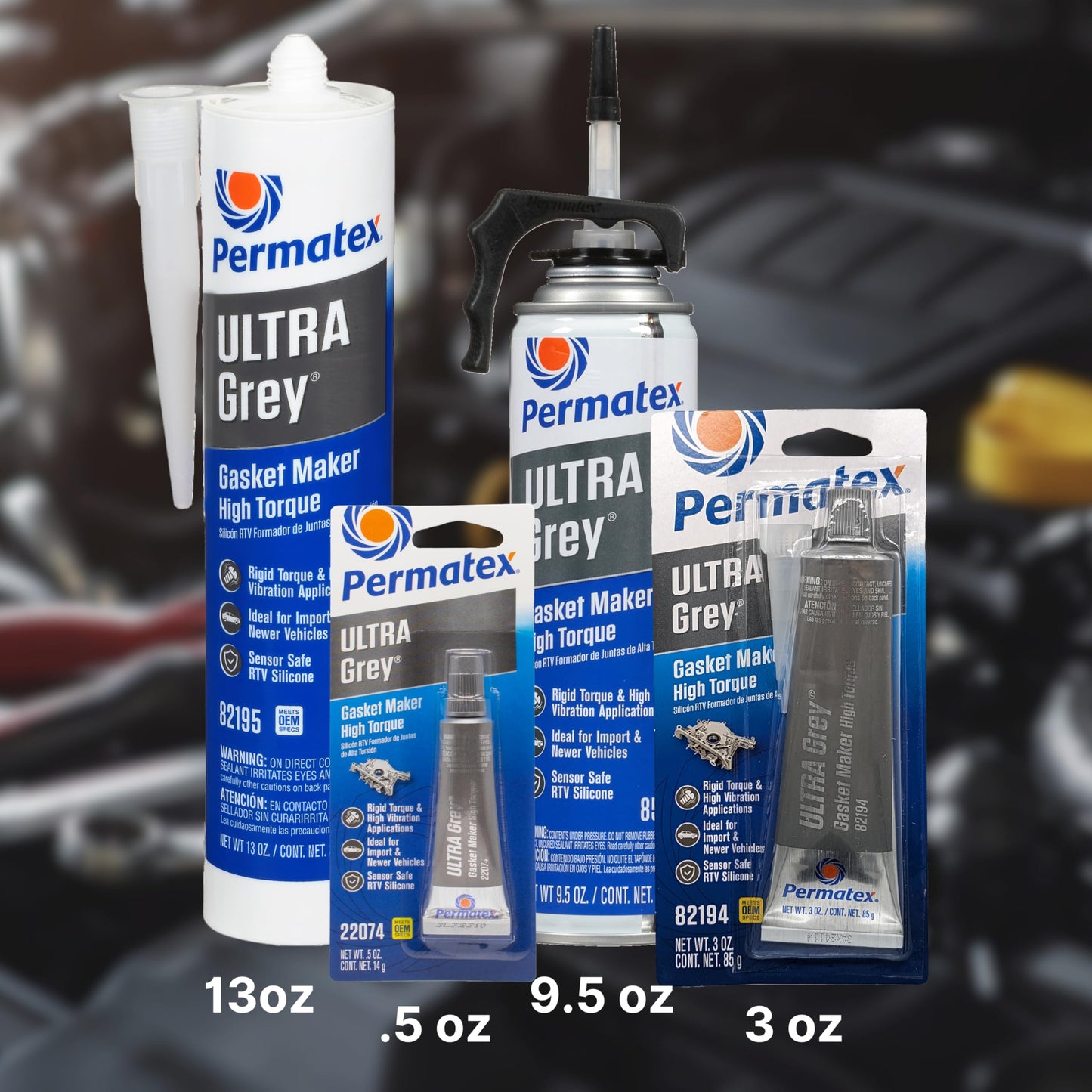 Permatex 85084 Ultra Grey Rigid High-Torque RTV Silicone Gasket Maker, 9.5 oz. PowerBead Can