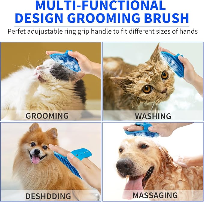 Professional 7 in 1 Dog Paw Cleaner for Dogs & Cats - Includes 1 Portable Paw Washer, 1 Bath Brush, 2 Dog Toothbrushes and 3 Absorbent Towels Note: Fits Paws up to 2 Inches Wide (Small, Navy Blue)