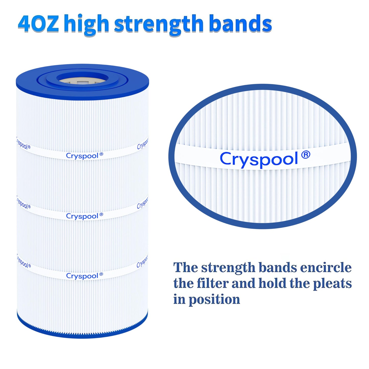 Cryspool® C100S Filter Compatible with CX100XRE, C100S, SwimClear C100S, PA100S, C-9440, 100 Sq. Ft Pool Filter Cartridge, 1 Pack