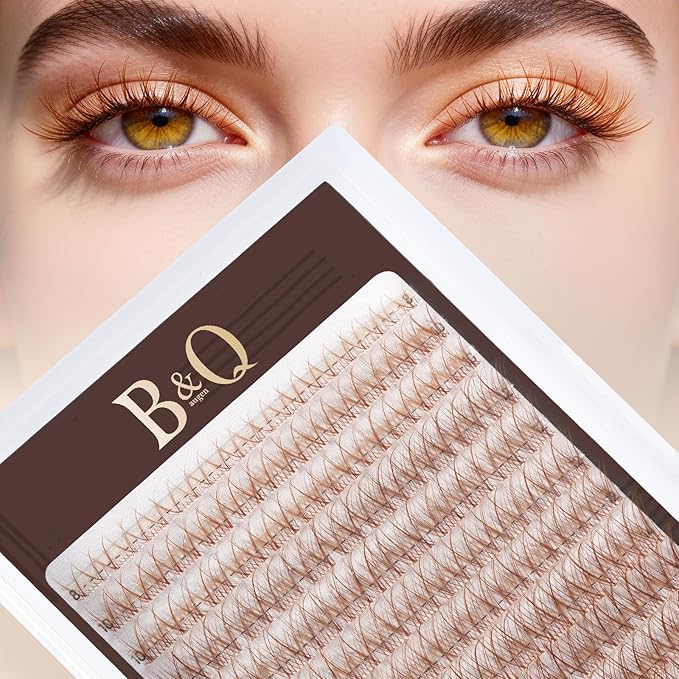 B&Q Brown Lash Clusters Natural Lash Clusters for Light Hair, Reusable MochaLash Cluster Eyelash Extensions Soft Brown False Eyelashes Comfortable Eyelash Clusters Perfect for Occasions（MochaLash 01）