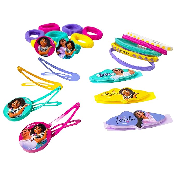 Luv Her Encanto Girls 20 Piece Accessory Set with 3 Barrettes, 4 Snap Hair Clips, 5 Elastics and 8 Terry Ponies - Ages 3+