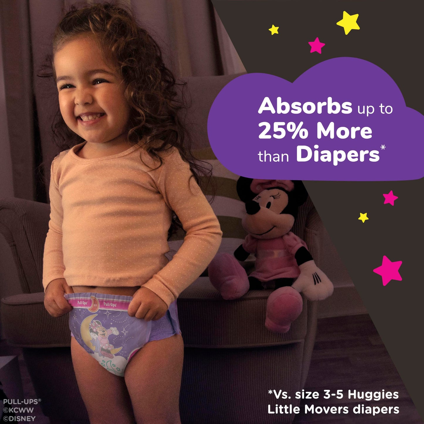 Pull-Ups Girls' Night-Time Potty Training Pants, Size 3T-4T Overnight Training Underwear (32-40 lbs), 108 Ct