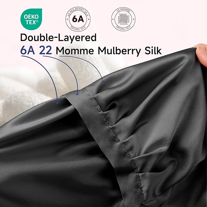 Kaome 100% Mulberry Silk Bonnet for Sleeping Women, 22 Momme Double Layer Silk Hair Wrap, Non-Slip Sleep Cap with Adjustable