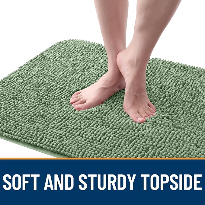 OLANLY Dog Door Mat for Muddy Paws 35x24, Absorbs Moisture and Dirt, Absorbent Non-Slip Washable Doormat, Quick Dry Chenille Mud Mat, Entry Indoor Entryway Carpet for Inside Floor, Olive Green