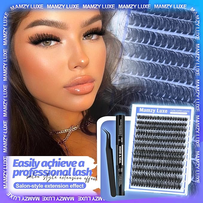 Fluff Lash Clusters Kit 60D Individual Lashes Clusters Wispy 10-18MM Eyelash Clusters Kit Full Volume False Eyelashes 3D Luxury Cluster Eyelash Extension Kit by MAMZY LUXE