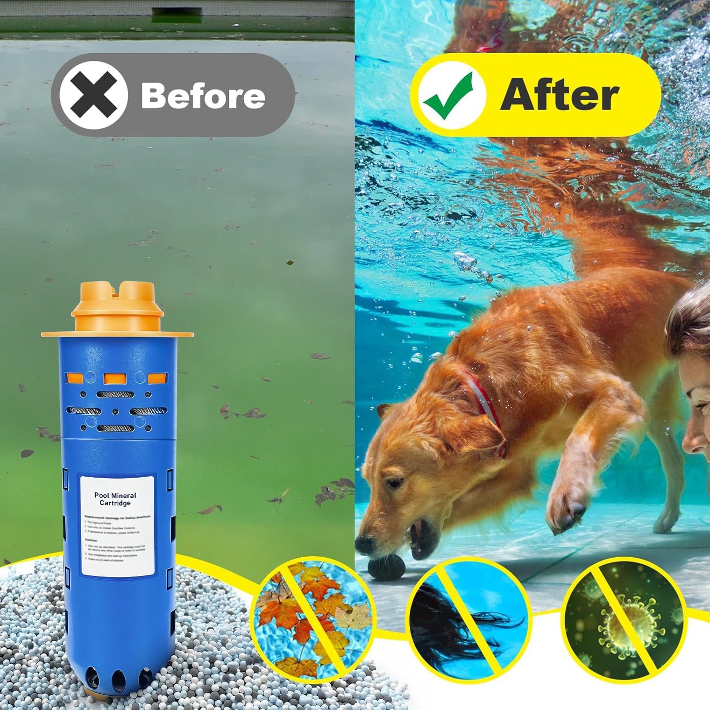 Replacement W28000 W28001 W28002 for Nature2 Duoclear 25 35 Pool Mineral Cartridge for Zodiac DuoClear Fusion, Fusion Soft, Vision Pro System Inground, Blue