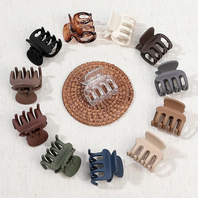 12Pcs Hair Clips for Women 1.8 Inch Small Claw Clips for Thin Hair Medium Hair Claw Clips for Thick Hair Accessories for Women Girls (Transparent)