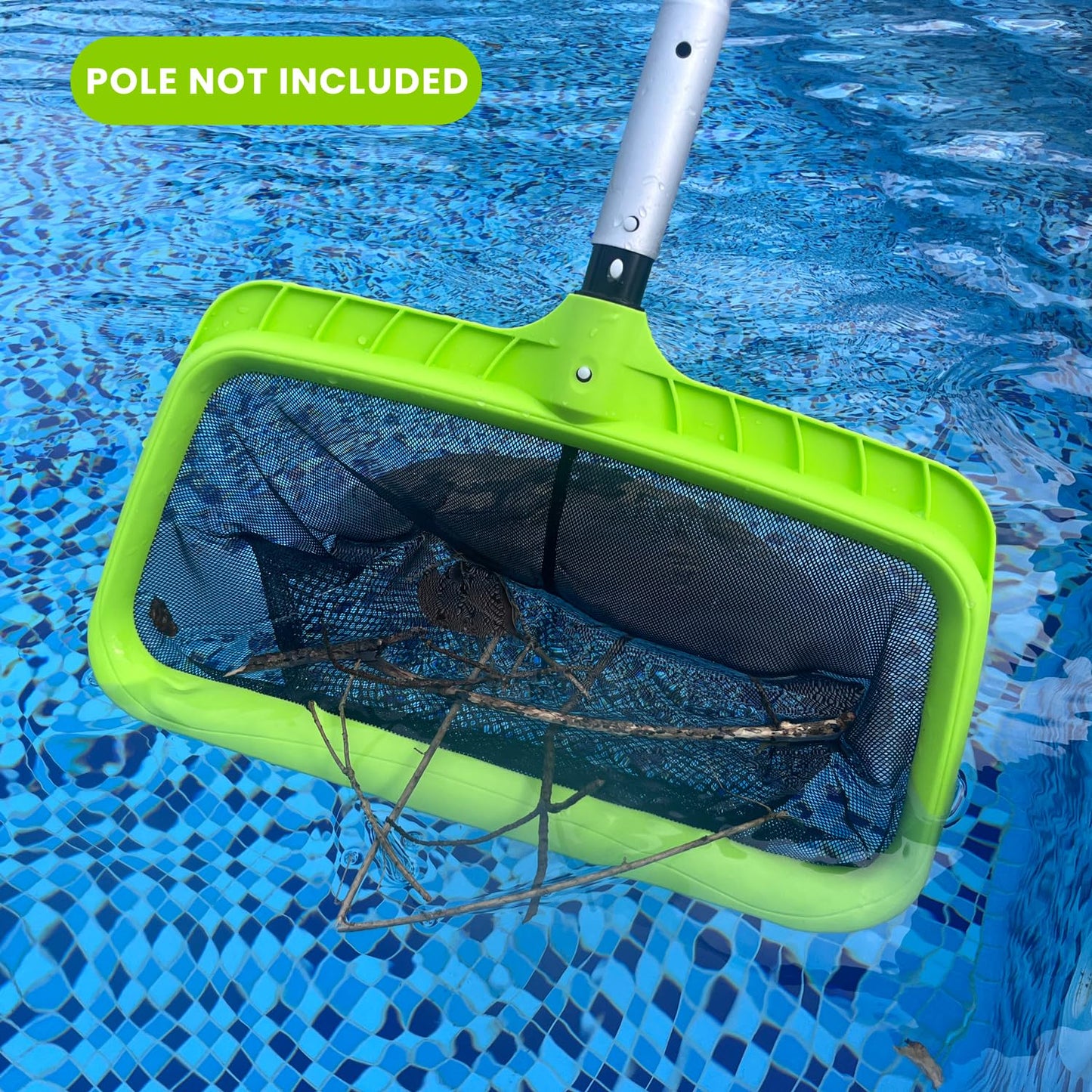Sepetrel Swimming Pool Leaf Skimmer Net,Double-Layer & Reinforced Frame Deep Rake Nets