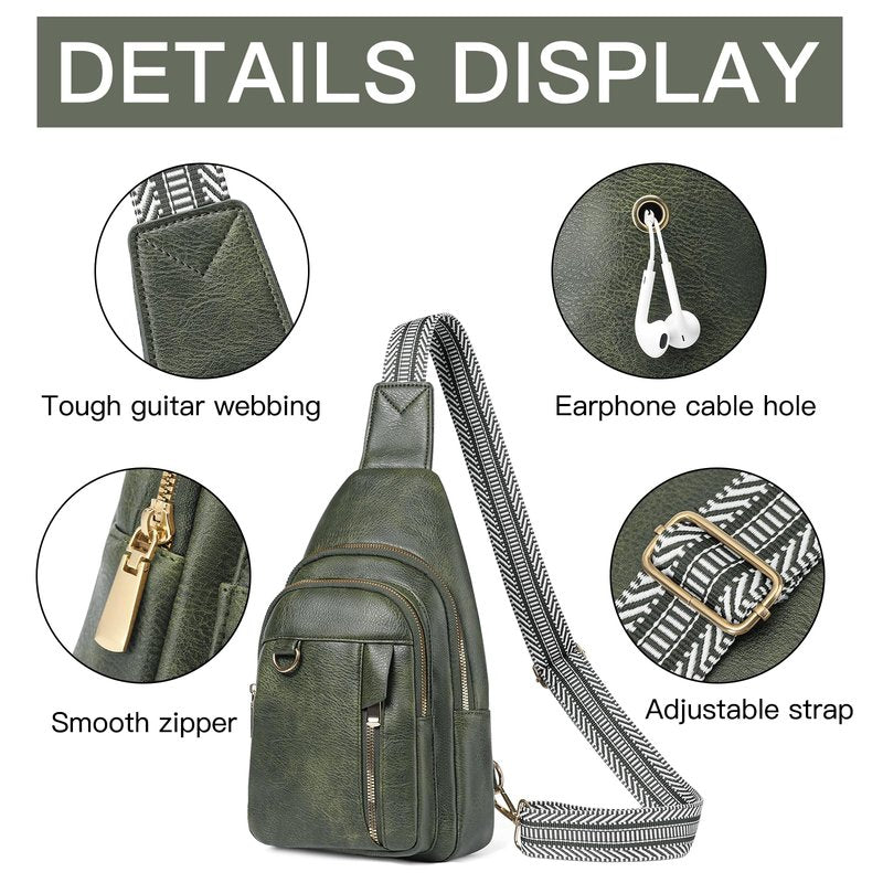 GAEKEAO Sling Bag for Women Vegan Leather Crossbody Bags Travel Fanny Packs Small Shoulder Purse Chest Bag Backpack Gifts