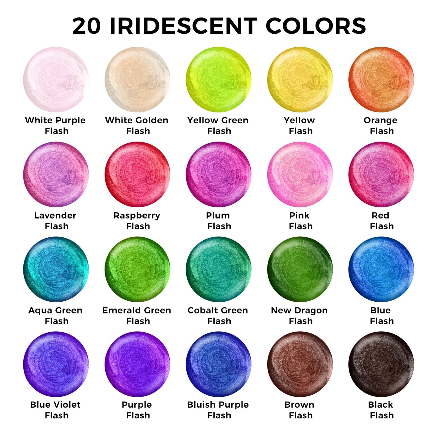 ARTME Iridescent Acrylic Paint Set, 20 Chameleon Colors in 8.45 oz/250ml Bottles, Large Bulk Color-shifting Acrylic Paint Perfect for Artists, Beginners on Canvas, Rocks, Wood, Fabric with Paint Knife