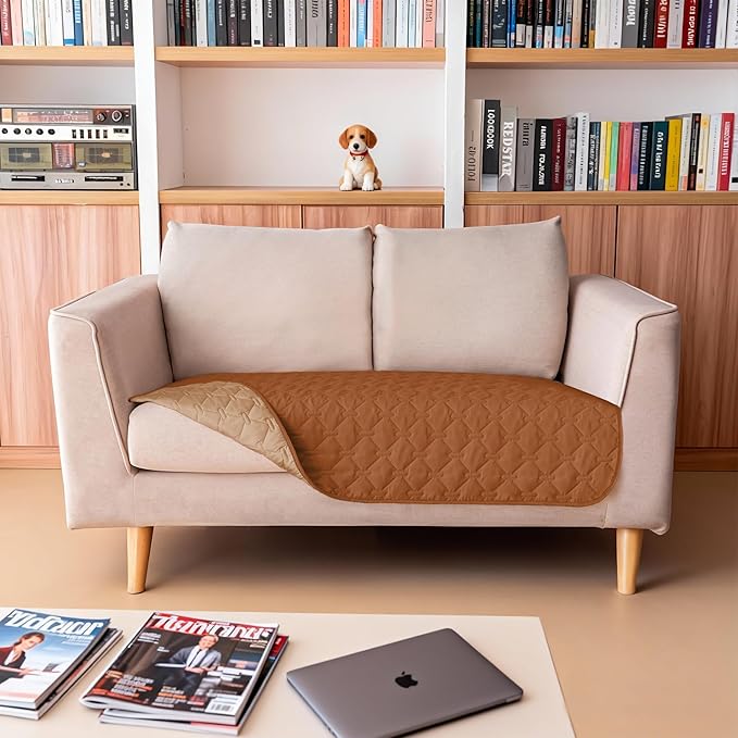 gogobunny 100% Double-Sided Waterproof Dog Bed Cover Pet Blanket Sofa Couch Furniture Protector for Puppy Large Dog Cat, Reversible (32x53 Inch (Pack of 1), Dark Pumpkin/Light Pumpkin)