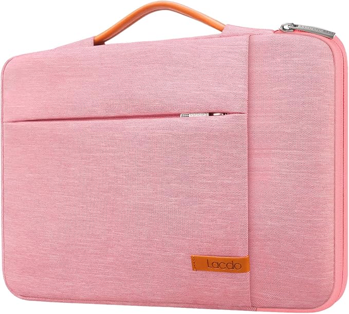 Lacdo 360° Protective Laptop Sleeve Case for 14 inch MacBook Pro M5 Pro/Max A3426 A3427 (2026), M5/M4/M3/M2/M1 A3434 A3112 A3401 A3185 A2918 A2992 | 13.8 inch Surface Laptop 7th Computer Bag, Peach