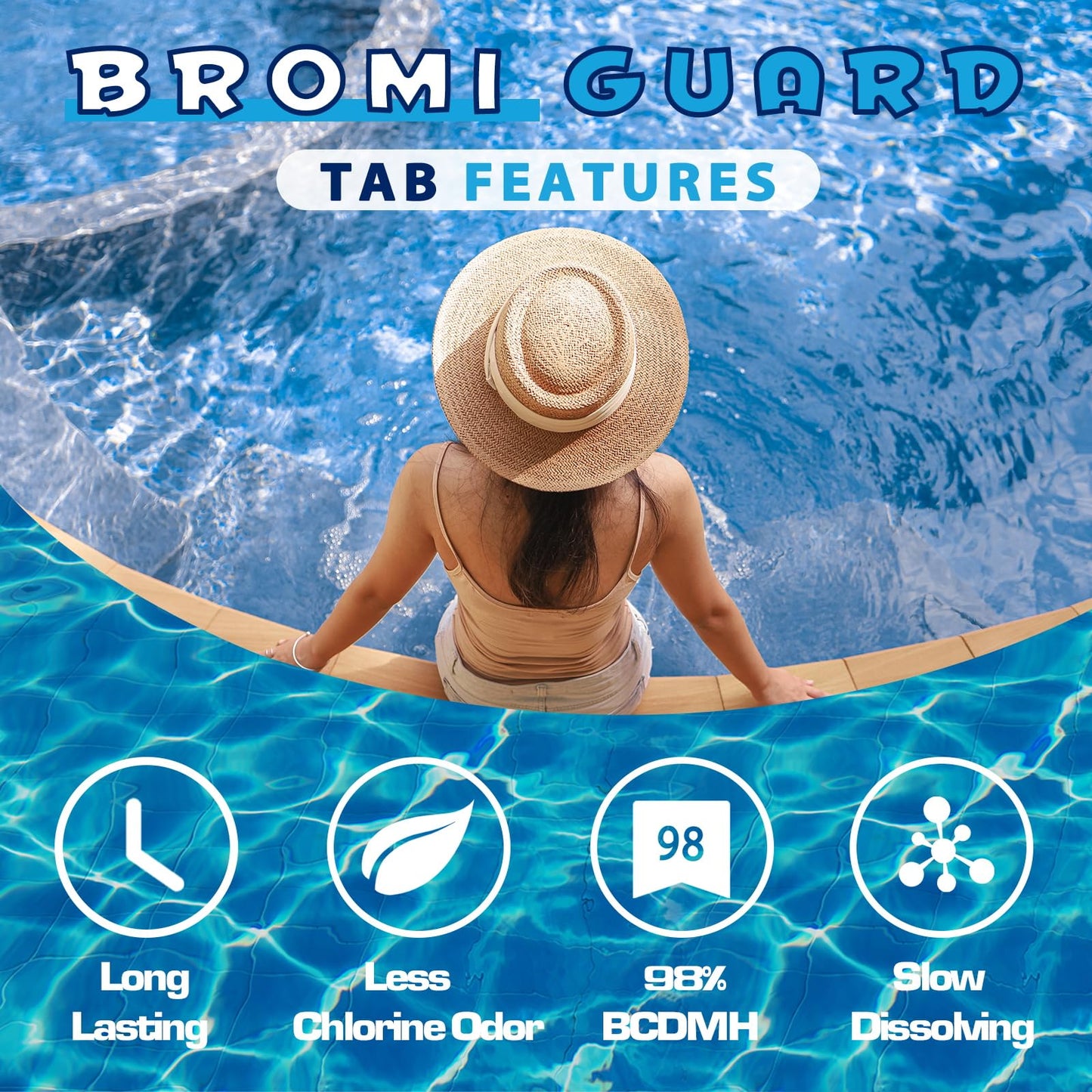 Bromine Tablets for SPA Hot Tub 1lb Brominating Tablets Booster Eliminates Bacteria Algae Soft Water Feel No Chlorine Odor Chemical Sanitizer Chlorine Alternative