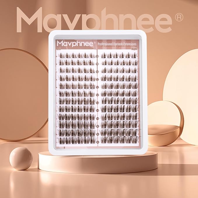 Brown Lash Clusters Natural Lash Individuals 144 Pcs Eyelash Extensions Wispy Lash Extensions D-Curly Dark Brown Eyelash Clusters 10-16MM DIY False Eyelashes at Home by Mavphnee